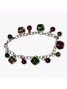 Christmas Jingle Bells Charm Bracelet Silver Tone Holiday Fashion Jewelry Women